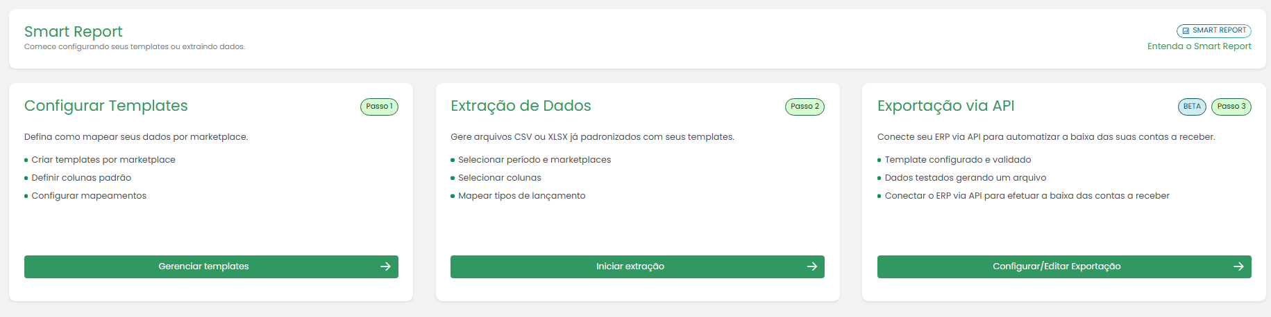 Smart Report: Configurar Templates, Extração de Dados e Exportação via API